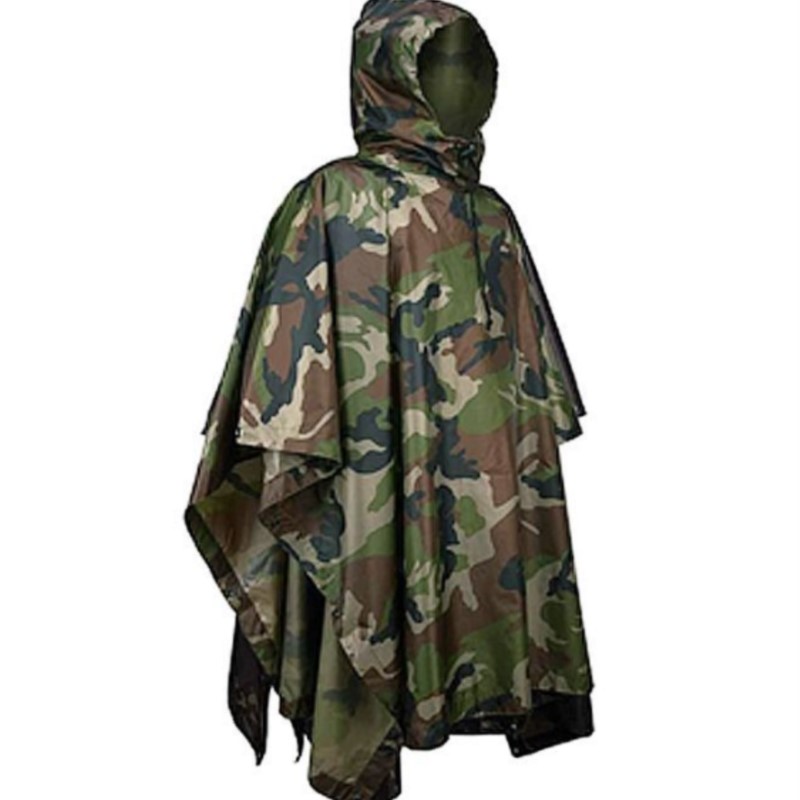 Emergency Poncho Rain - Impermeabile Tattico Mimetico in PVC/PU, Poncho